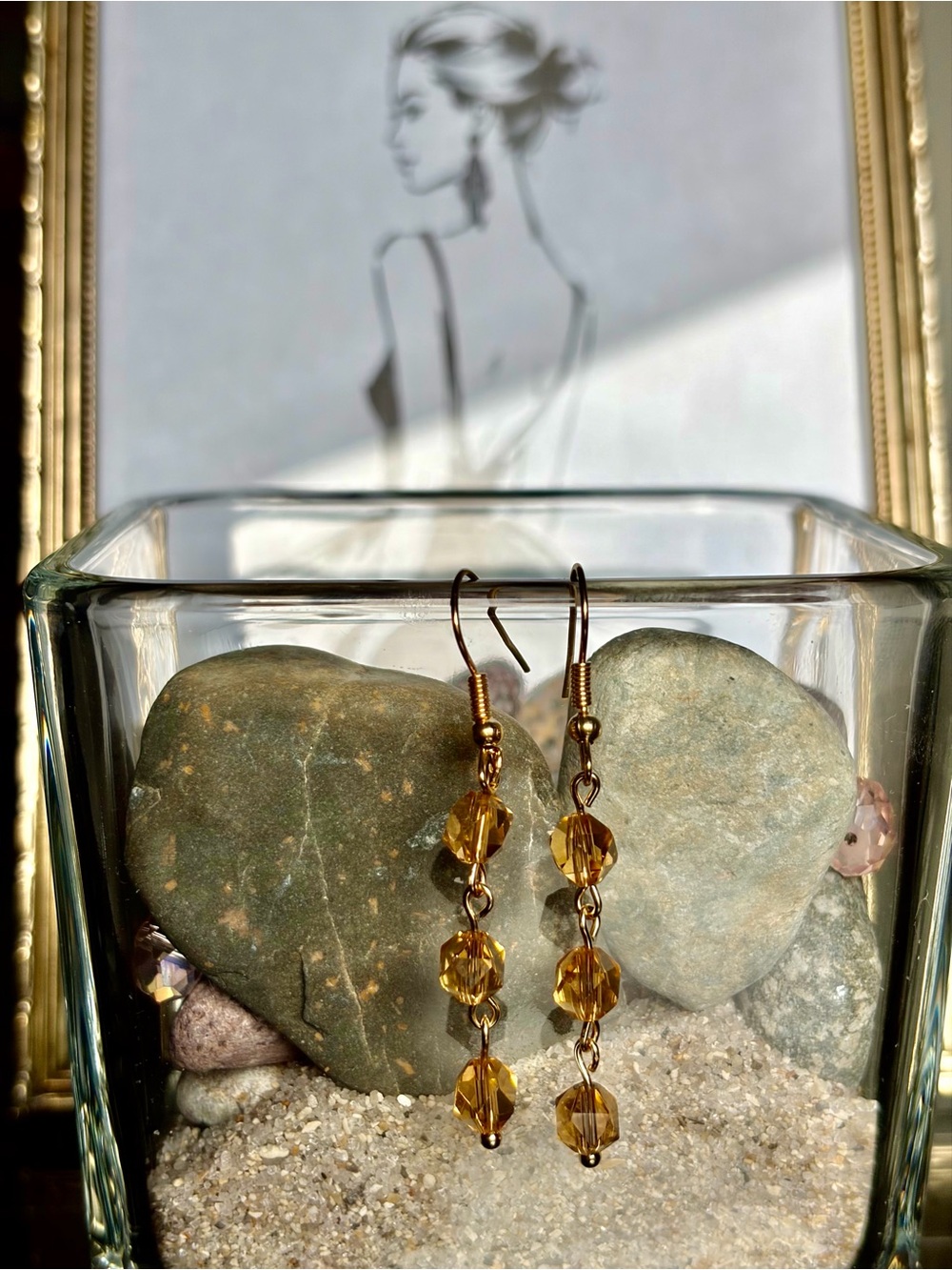 Gold-Tone Amber Crystal Drop Earrings - Women's Jewelry